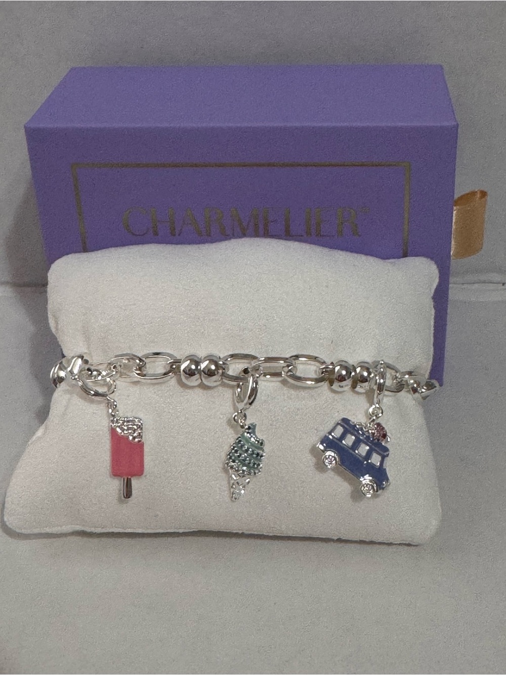 Charmelier Charm Bracelet Drive In Delights NWB Ice Cream Removable Charms